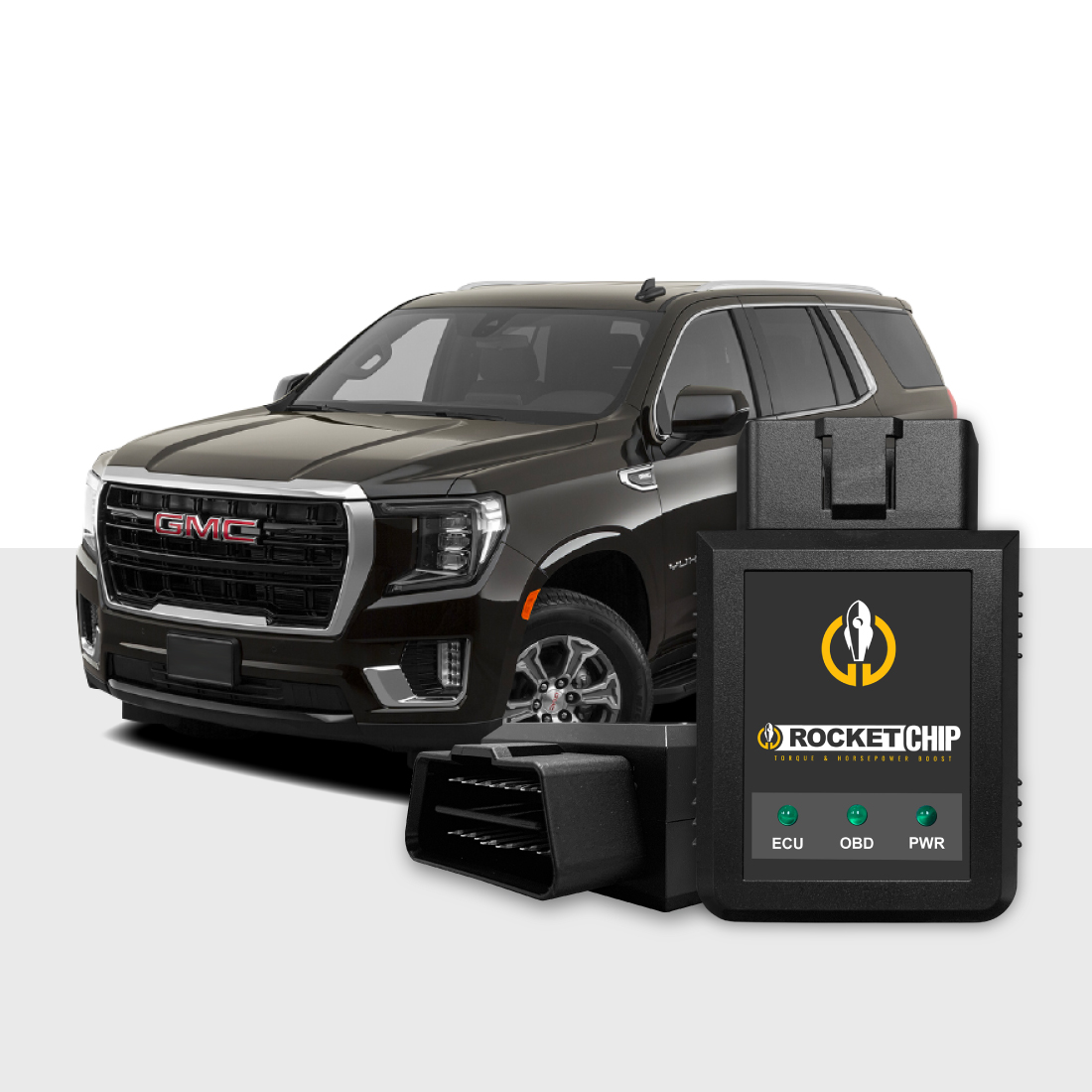 Black GMC SUV with a performance chip-RocketChip-GMC-Performance-Chips