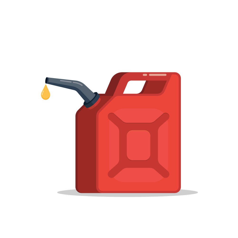 cartoon red gas can, with a drop of gas coming out